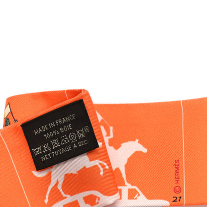 Hermes Silk Parade CG Twilly Corail Vert Amande Brun 3 of 3