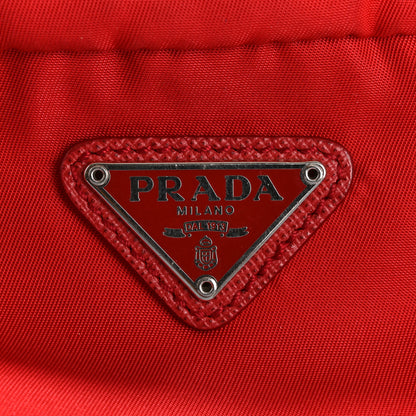 Prada Tessuto Nylon Vela Saffiano Mini Wristlet Pouch Rosso 9 of 16