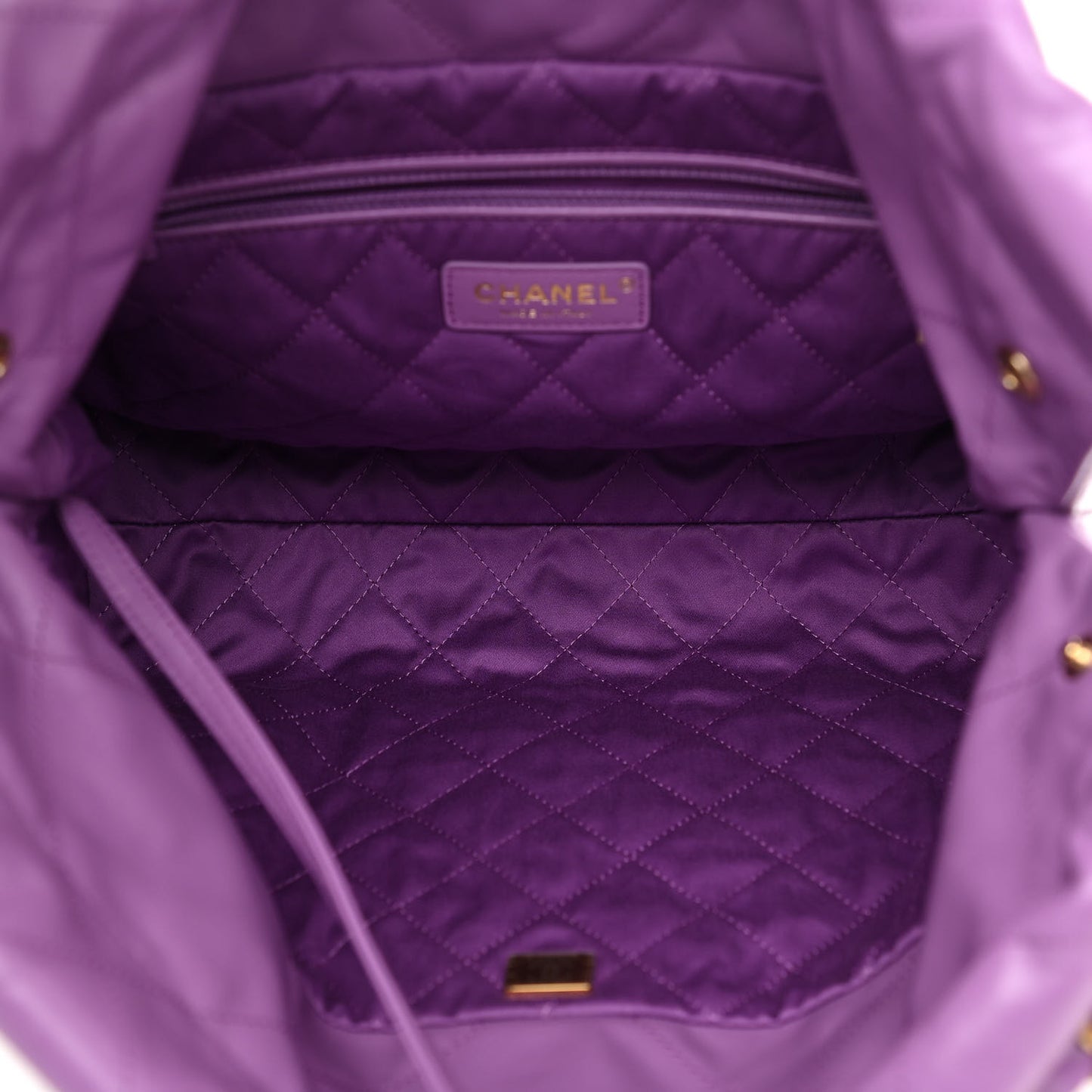 Shiny Calfskin Quilted Small Chanel 22 Purple