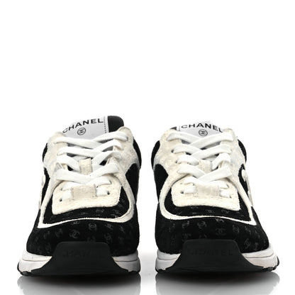 Chanel Suede Calfskin Printed CC Sneakers 36 White Black 3 of 13