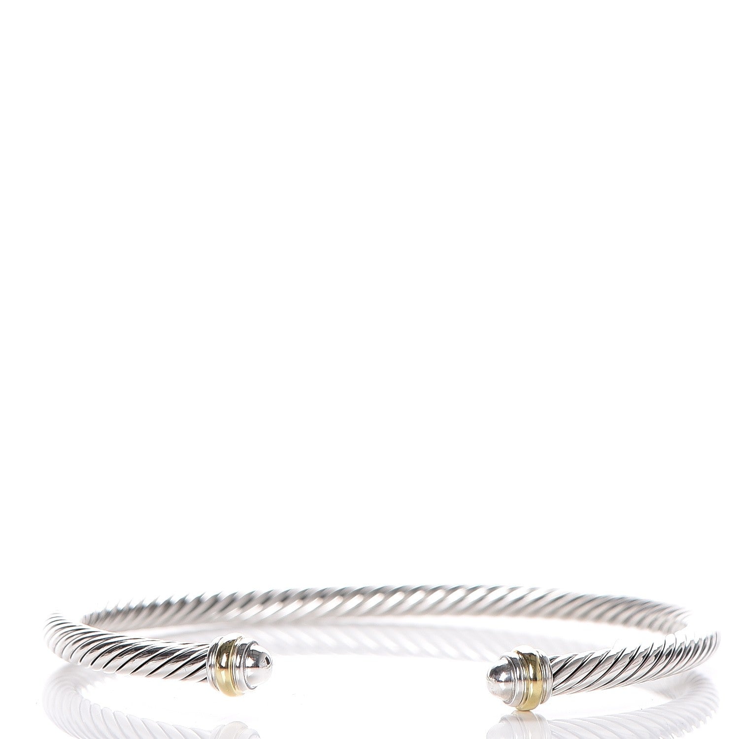 David Yurman Sterling Silver 18K Yellow Gold 4mm Cable Classics Bracelet 1 of 5