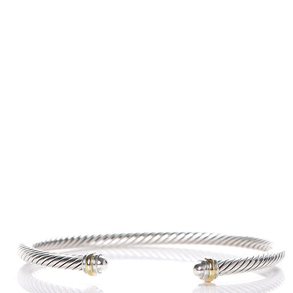 David Yurman Sterling Silver 18K Yellow Gold 4mm Cable Classics Bracelet 1 of 5