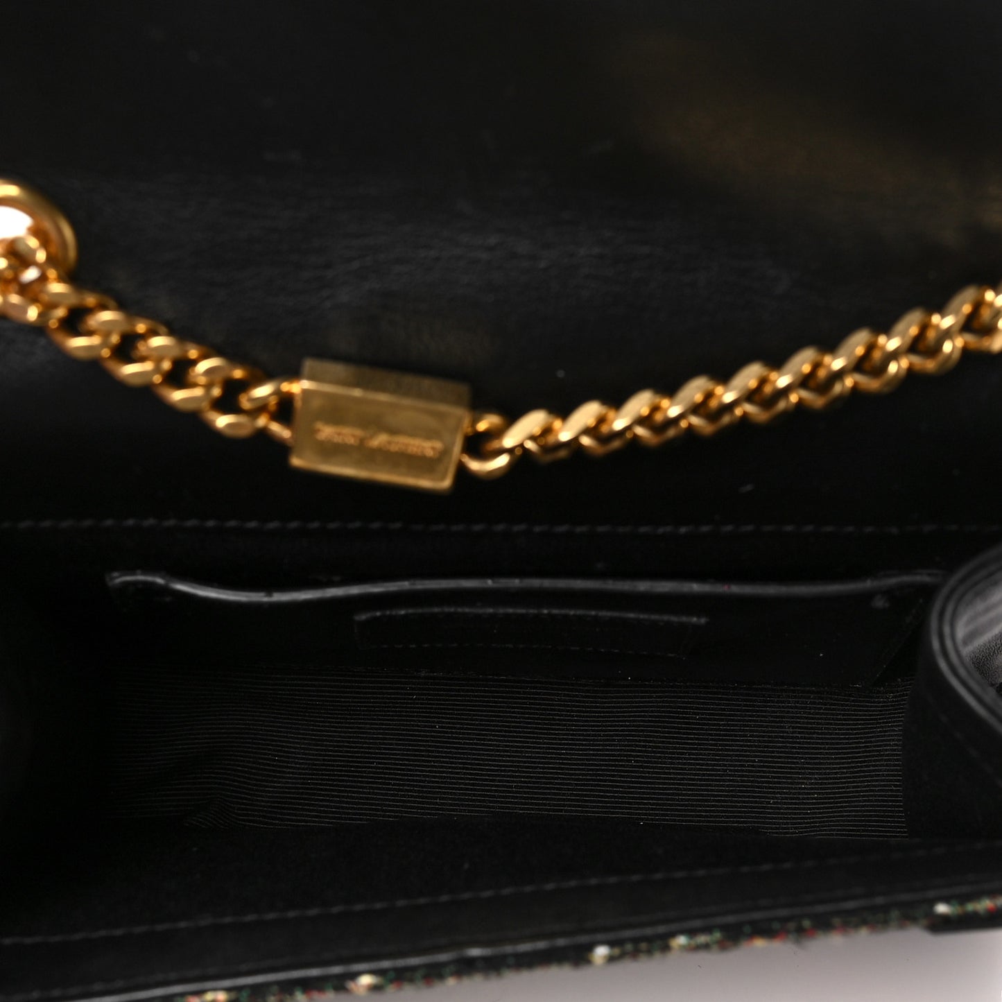 Jacquard Calfskin Sunset Small Monogram Kate Satchel Black
