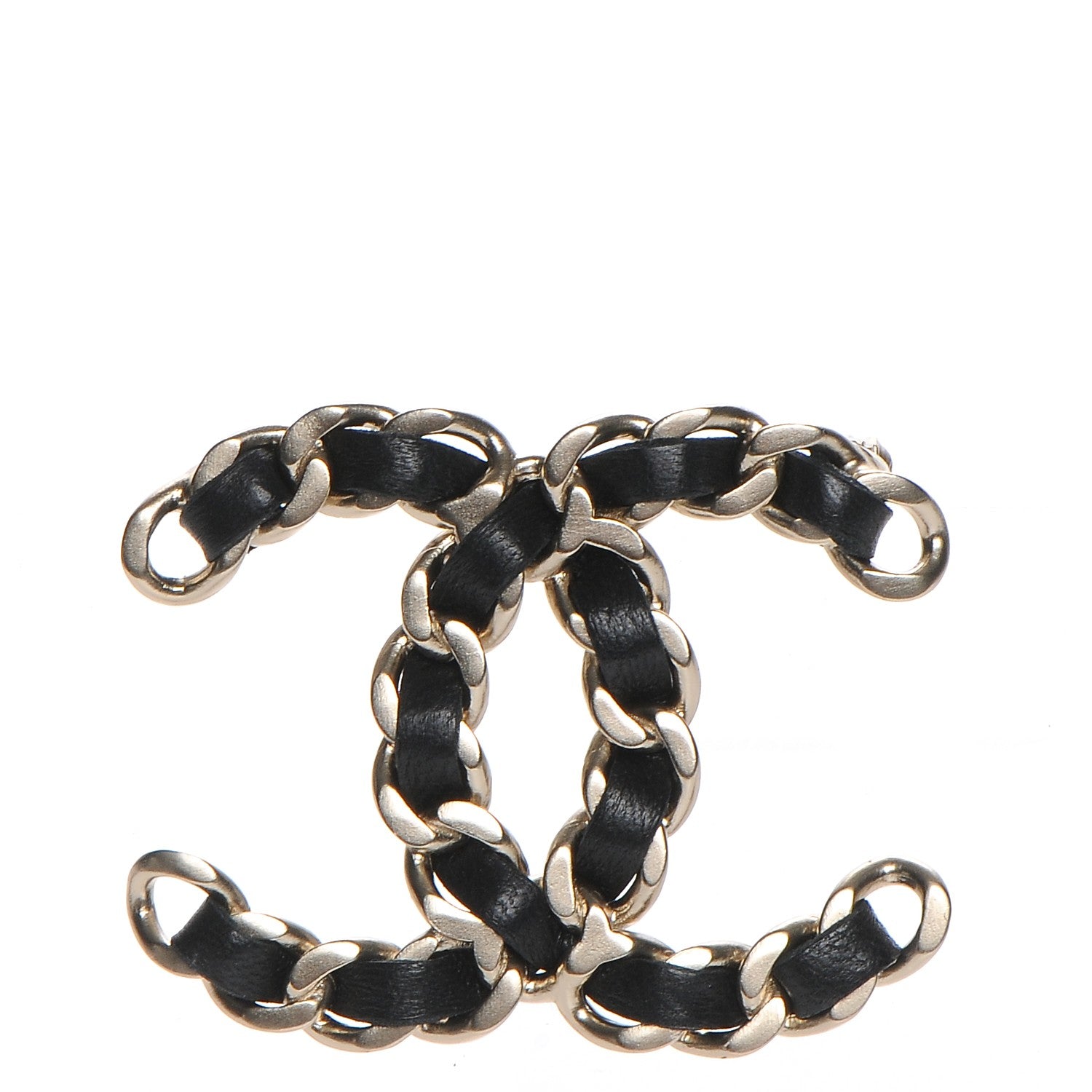 Chanel Lambskin Chain CC Brooch Black Gold 1 of 5
