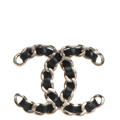 Chanel Lambskin Chain CC Brooch Black Gold 1 of 5