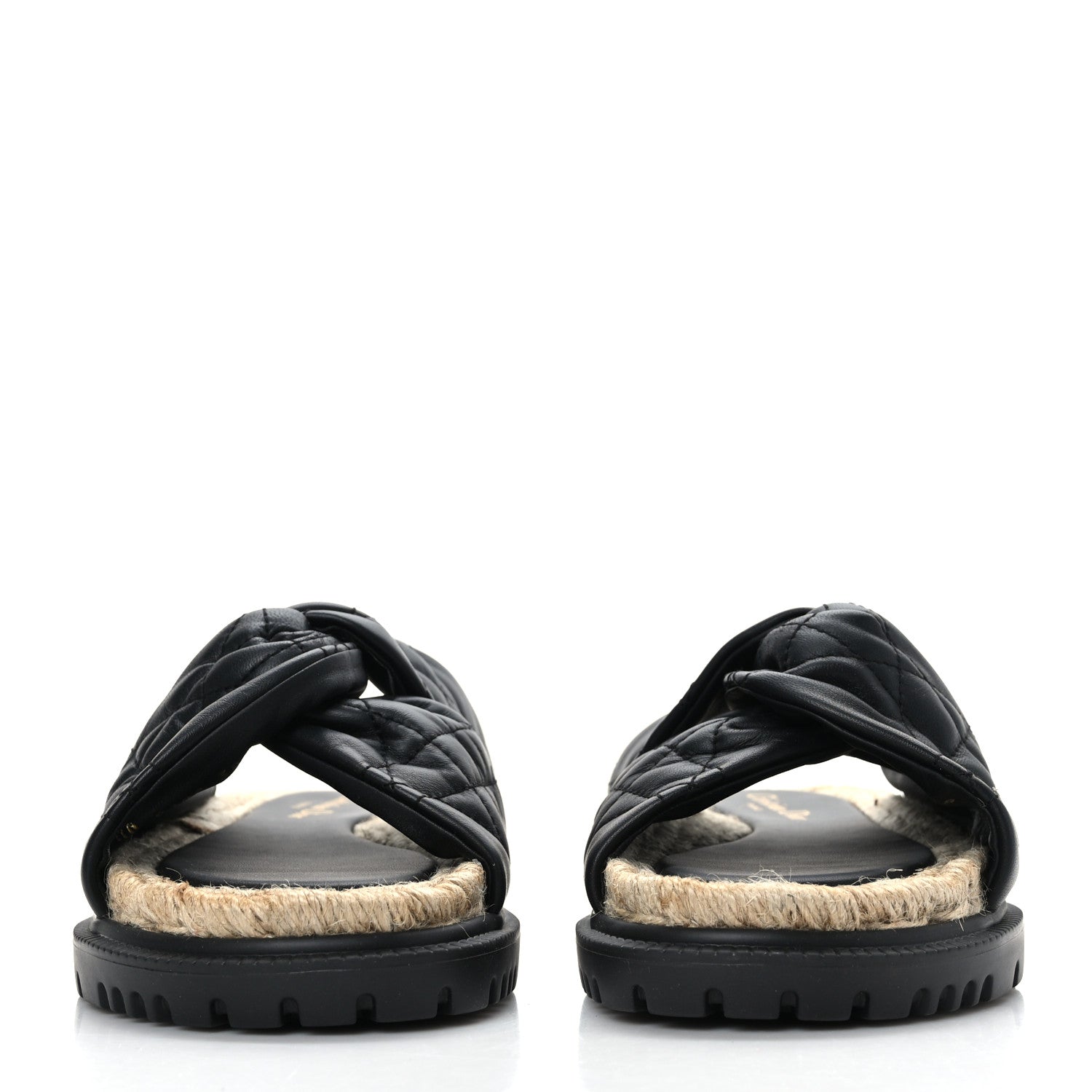 Christian Dior Calfskin Cannage Dtwist Espadrille Platform Sandals 38 Black 2 of 8