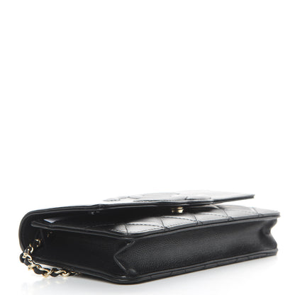 Chanel Goatskin Quilted Timeless CC Wallet On Chain WOC Black 4 of 14