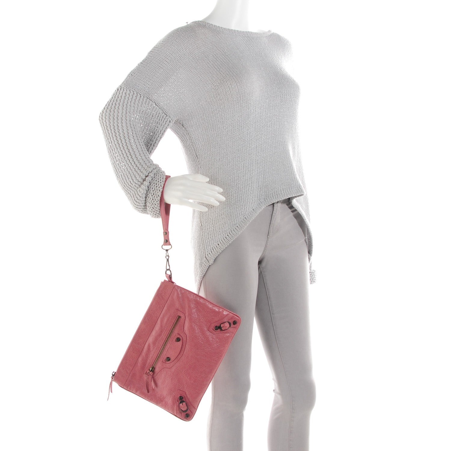 Balenciaga Agneau Classic Hardware Flat Handle Clutch Rose Bruyere 4 of 11