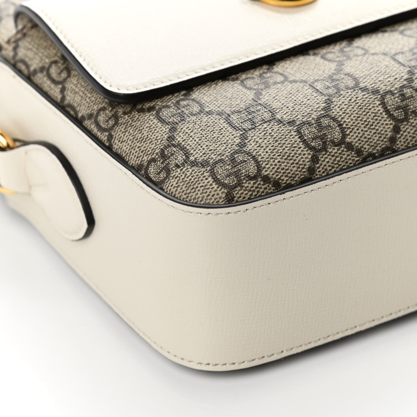 GG Supreme Monogram Small Horsebit 1955 Shoulder Bag Beige Mystic White