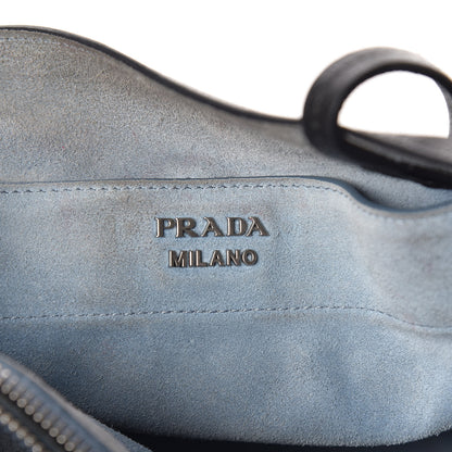 Prada Glace Calfskin Etiquette Fringe Shoulder Bag Black Astrale 6 of 13