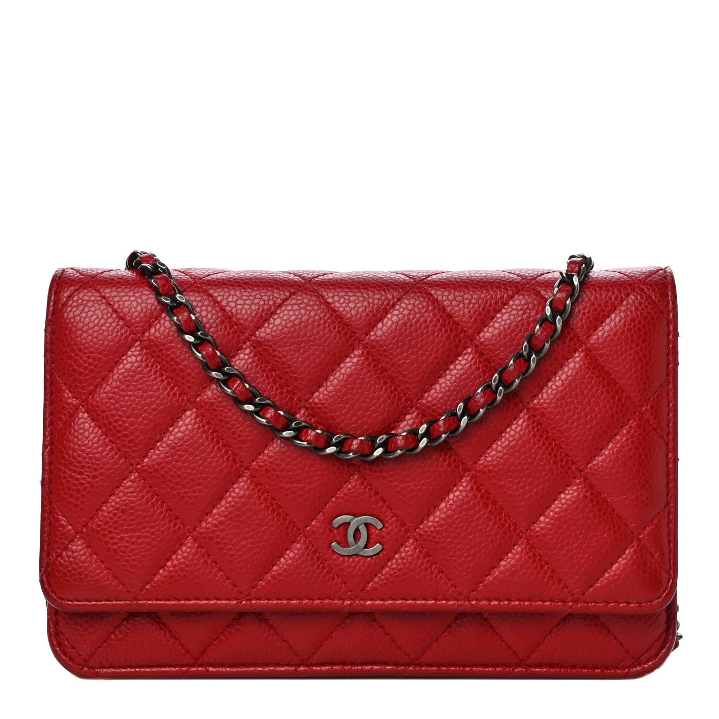 Caviar Quilted Wallet On Chain WOC Red