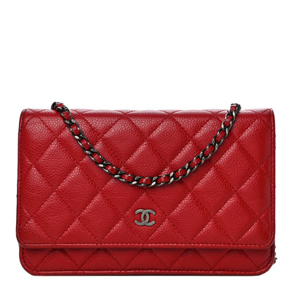Chanel Caviar Quilted Wallet On Chain WOC Red 1 of 14