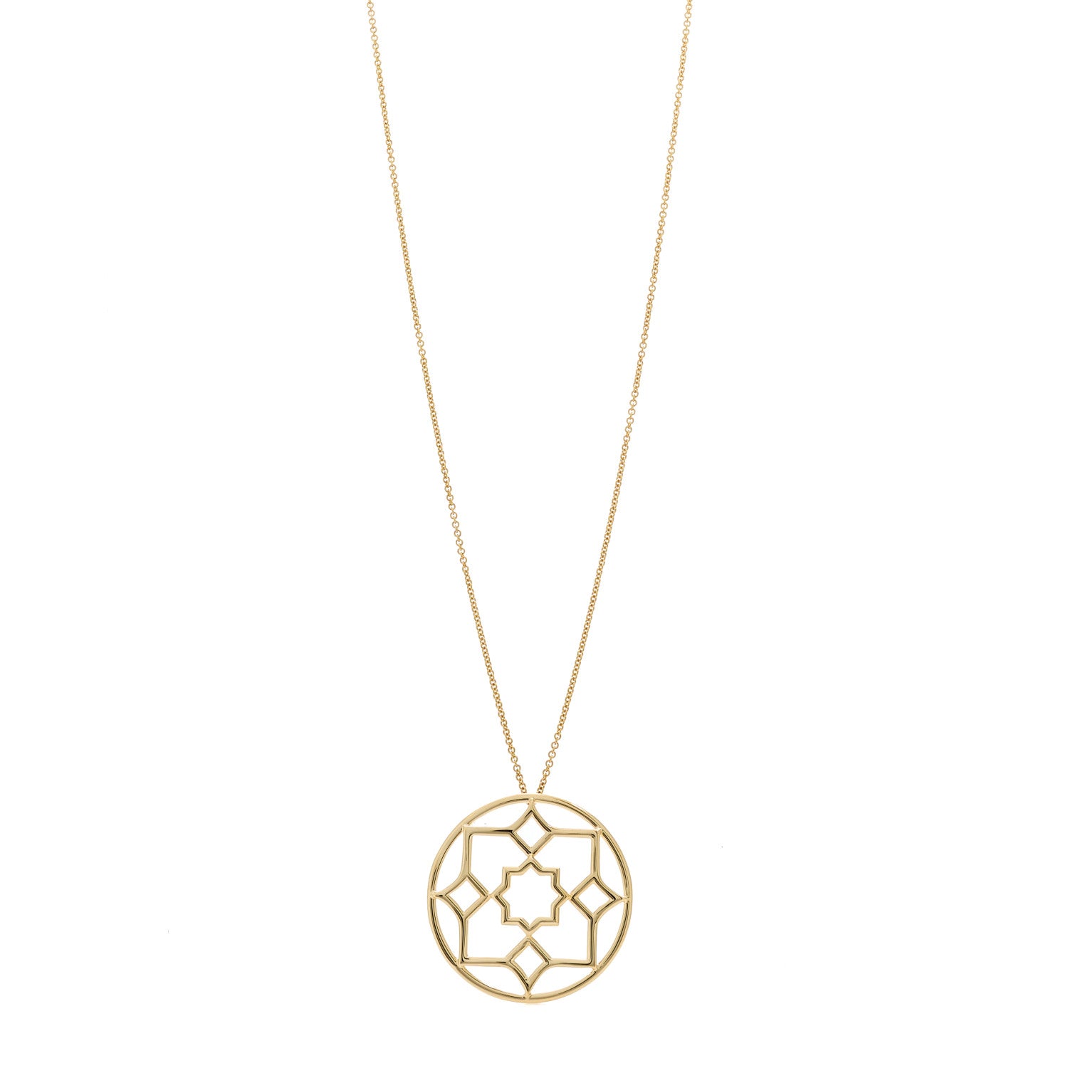 Tiffany 18K Yellow Gold Large Paloma Picasso Marrakesh Round Pendant Necklace 1 of 5