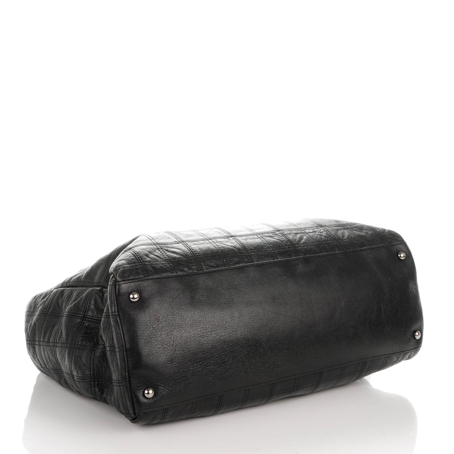 Chanel Lambskin Square Stitched Lax Shopping Tote Black 4 of 9