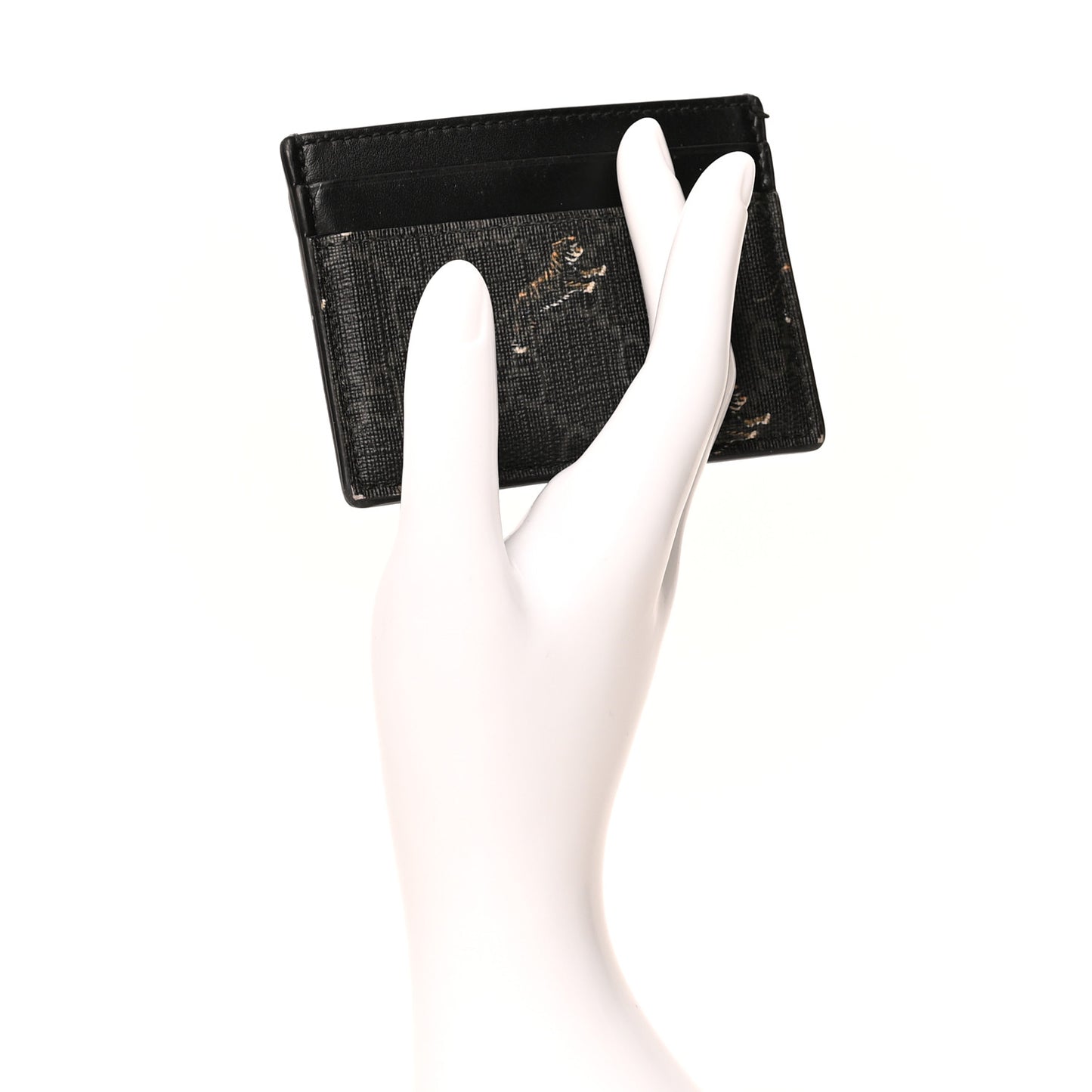 GG Supreme Monogram Tiger Print Card Holder Black