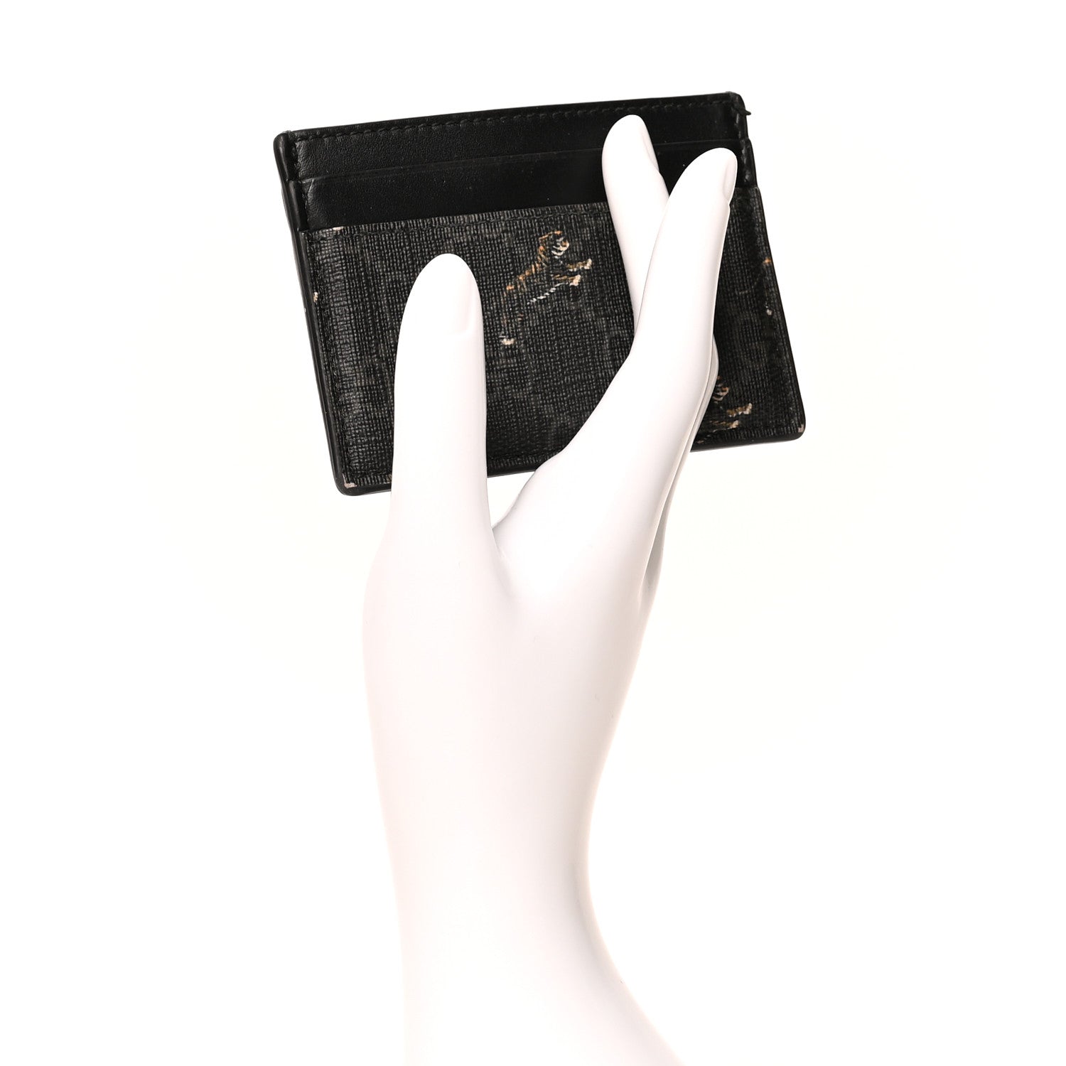 Gucci GG Supreme Monogram Tiger Print Card Holder Black 2 of 6