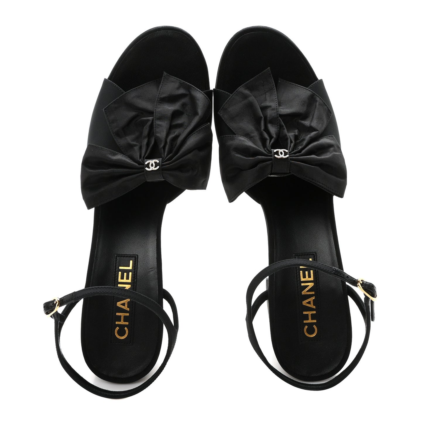 Silk Bow CC Platform Sandals 41 Black