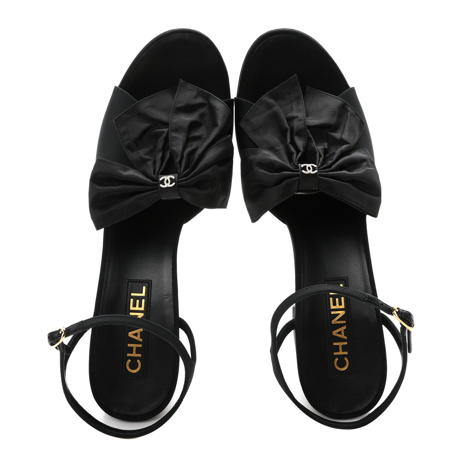 Chanel Silk Bow CC Platform Sandals 41 Black 2 of 9
