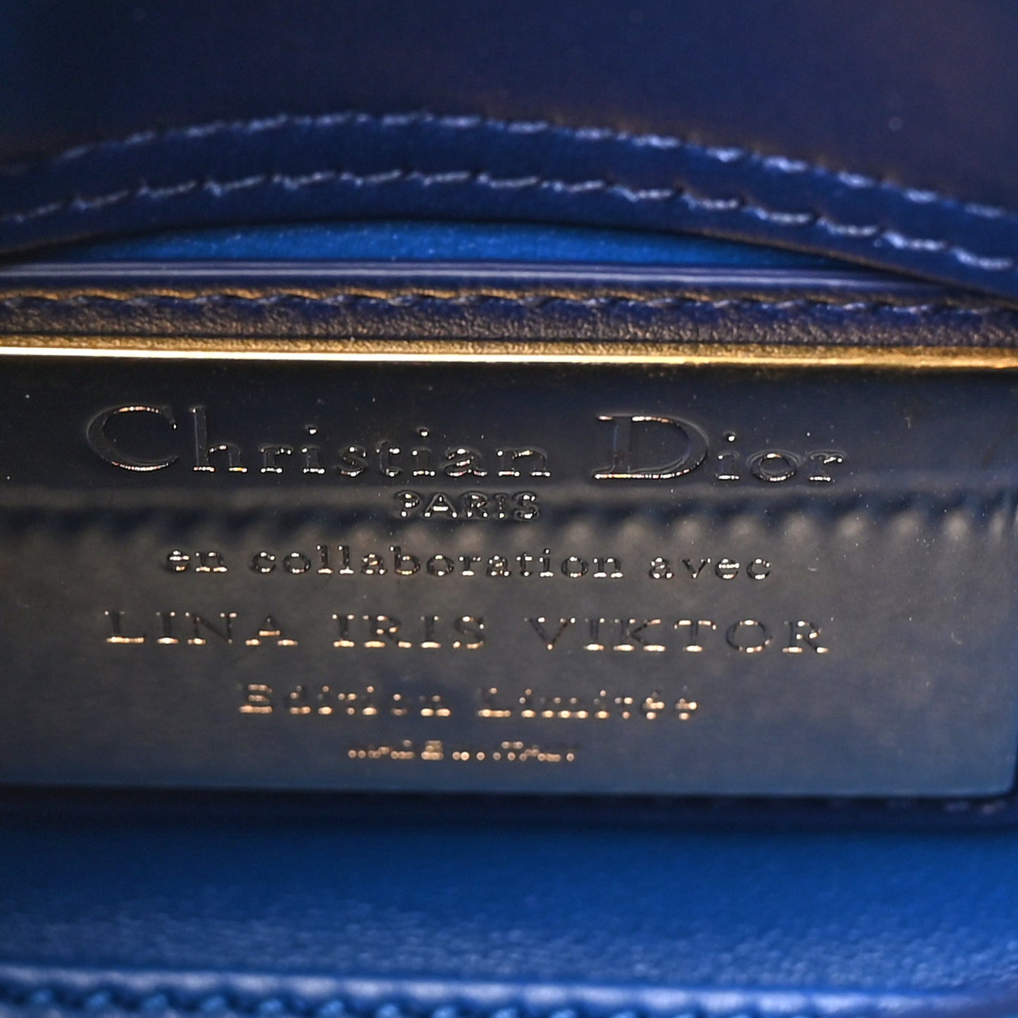X LINA IRIS VIKTOR Calfskin Embellished Micro Lady Dior Art Blue Multicolor