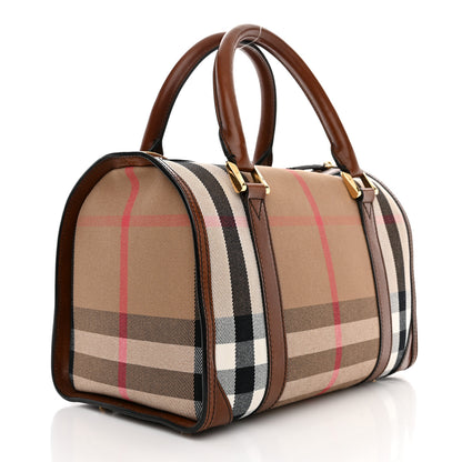 Burberry House Check Bridle Calfskin Small Bowling Bag Dark Tan 3 of 11