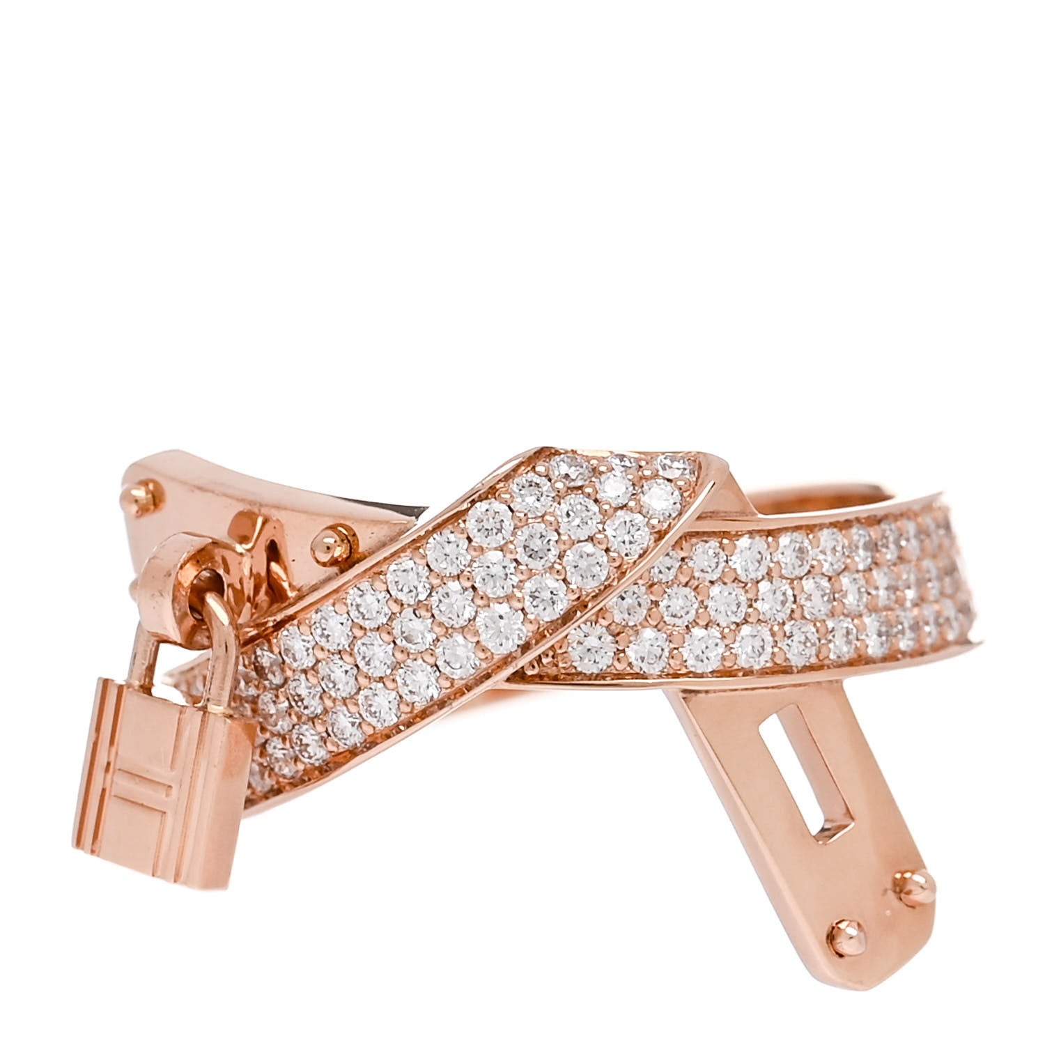 Hermes 18K Rose Gold Diamond Kelly Gavroche Ring 50 5.25 1 of 6