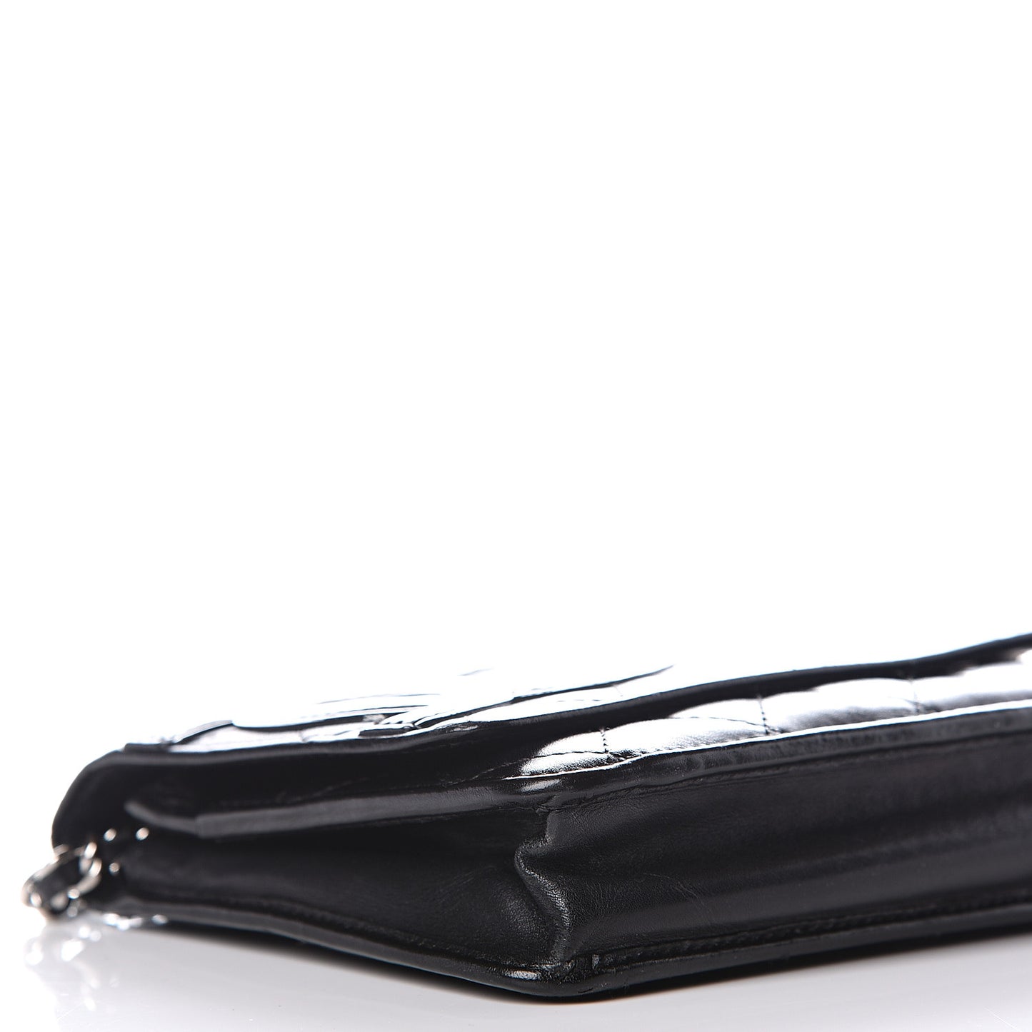 Calfskin Quilted Cambon Wallet On Chain WOC Black