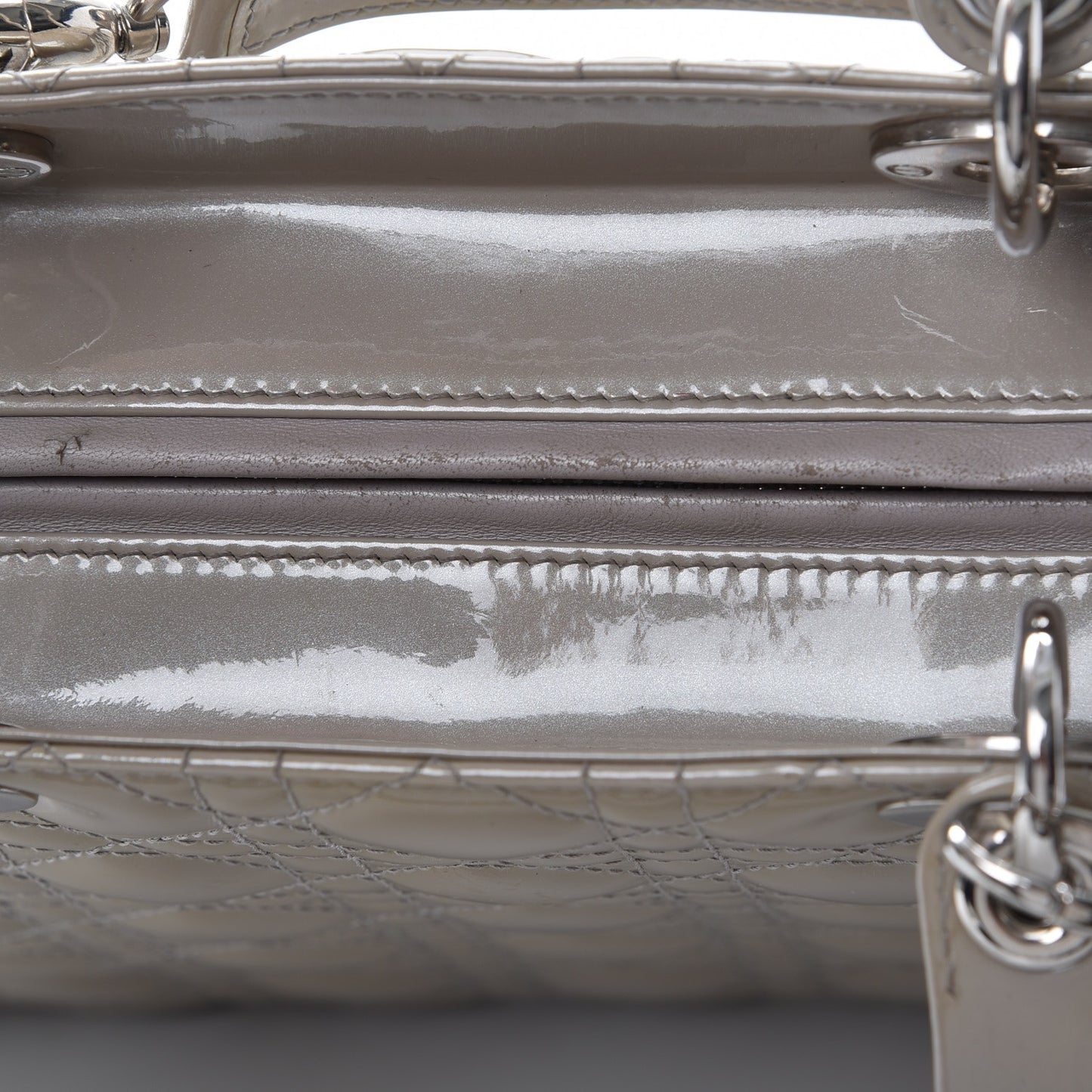 Patent Cannage Large Lady Dior Grey