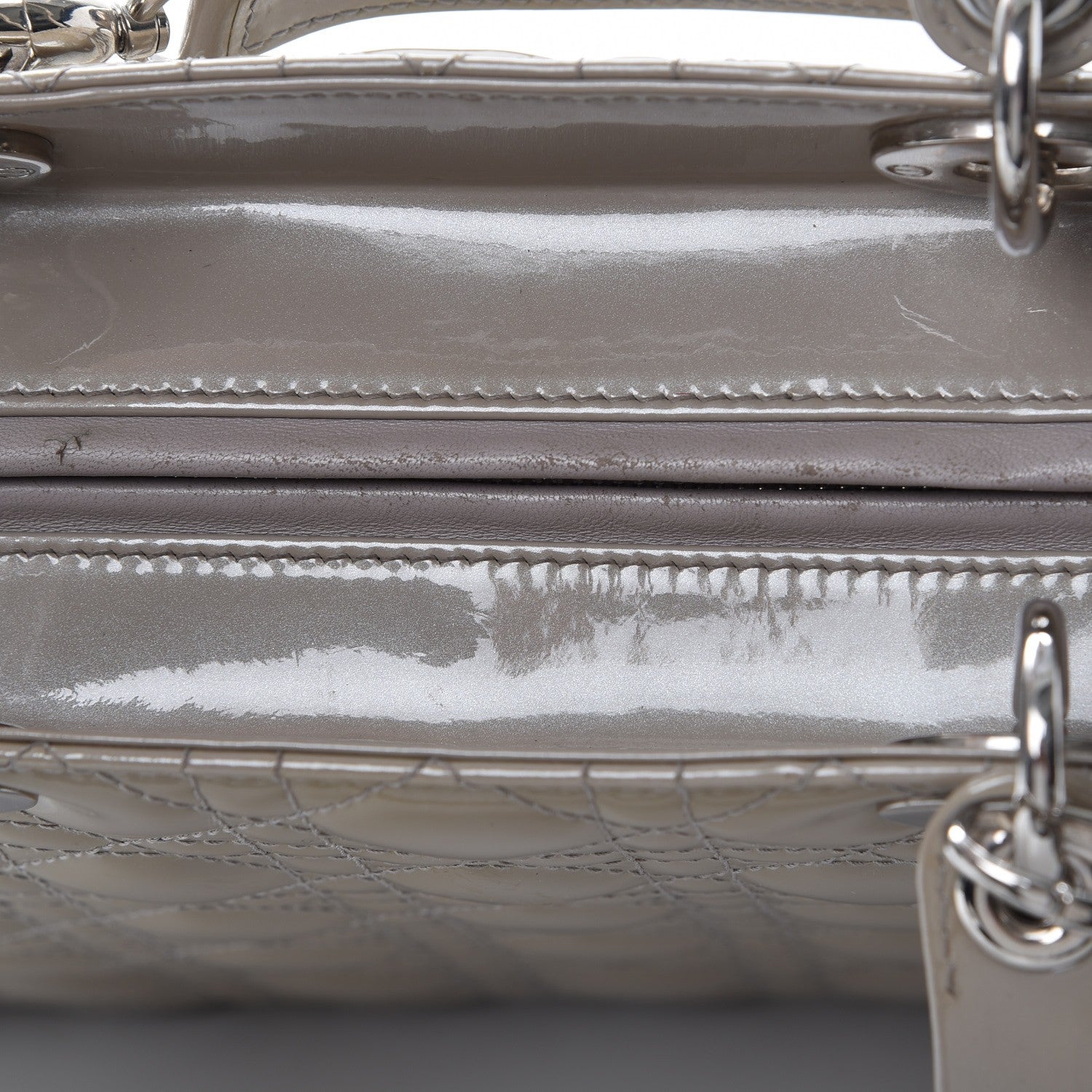 Christian Dior Patent Cannage Large Lady Dior Grey 9 of 10