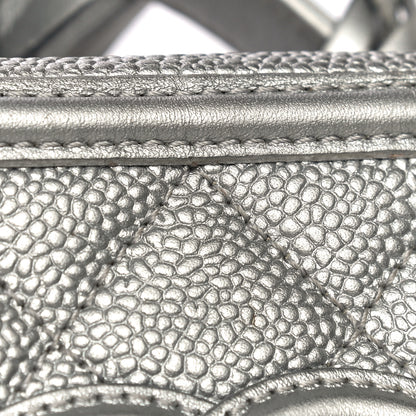 Chanel Metallic Caviar Quilted Small CC Filigree Vanity Case Silver 13 of 16