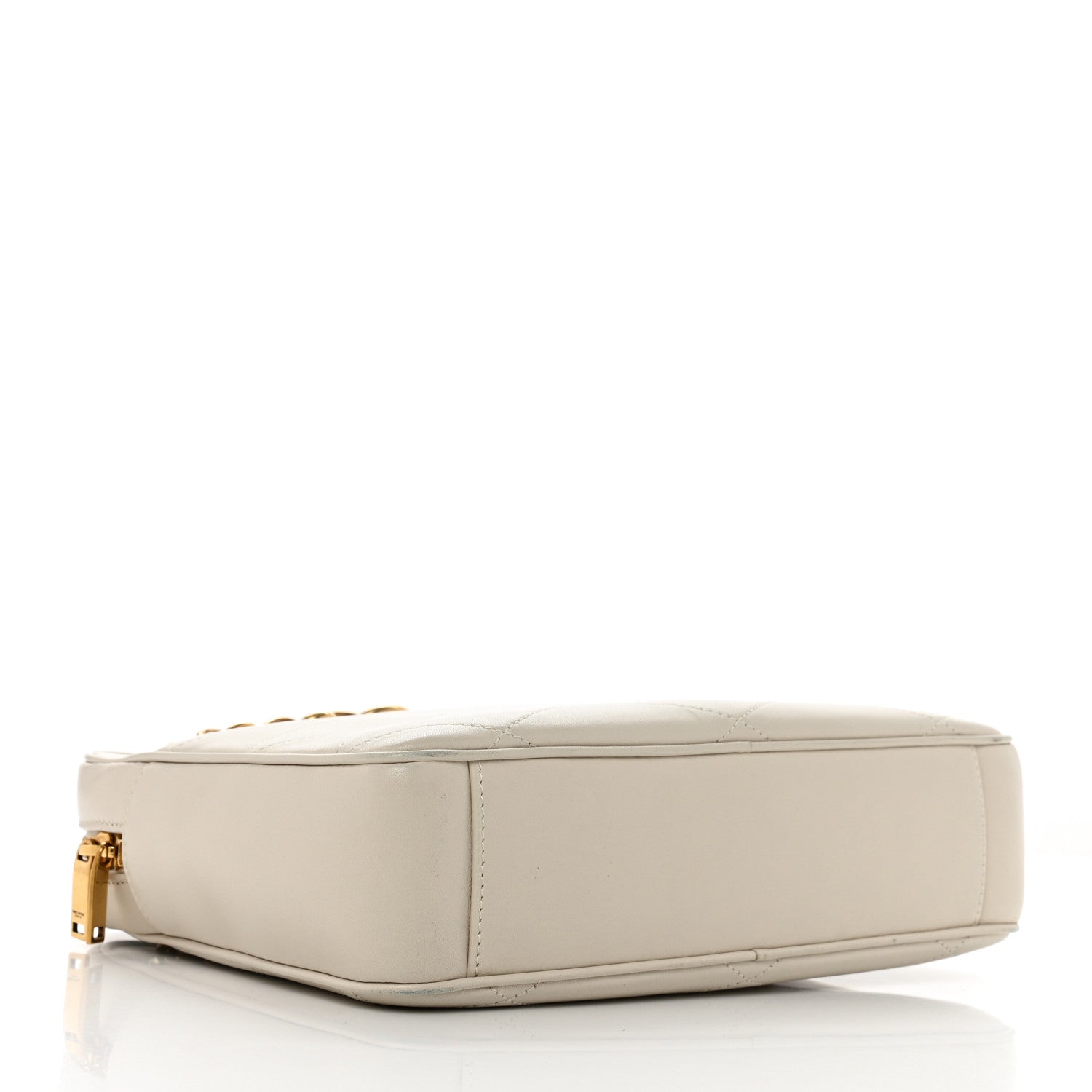 Saint Laurent Lambskin Quilted Le Maillon Chain Strap Crossbody Crema Soft 4 of 12