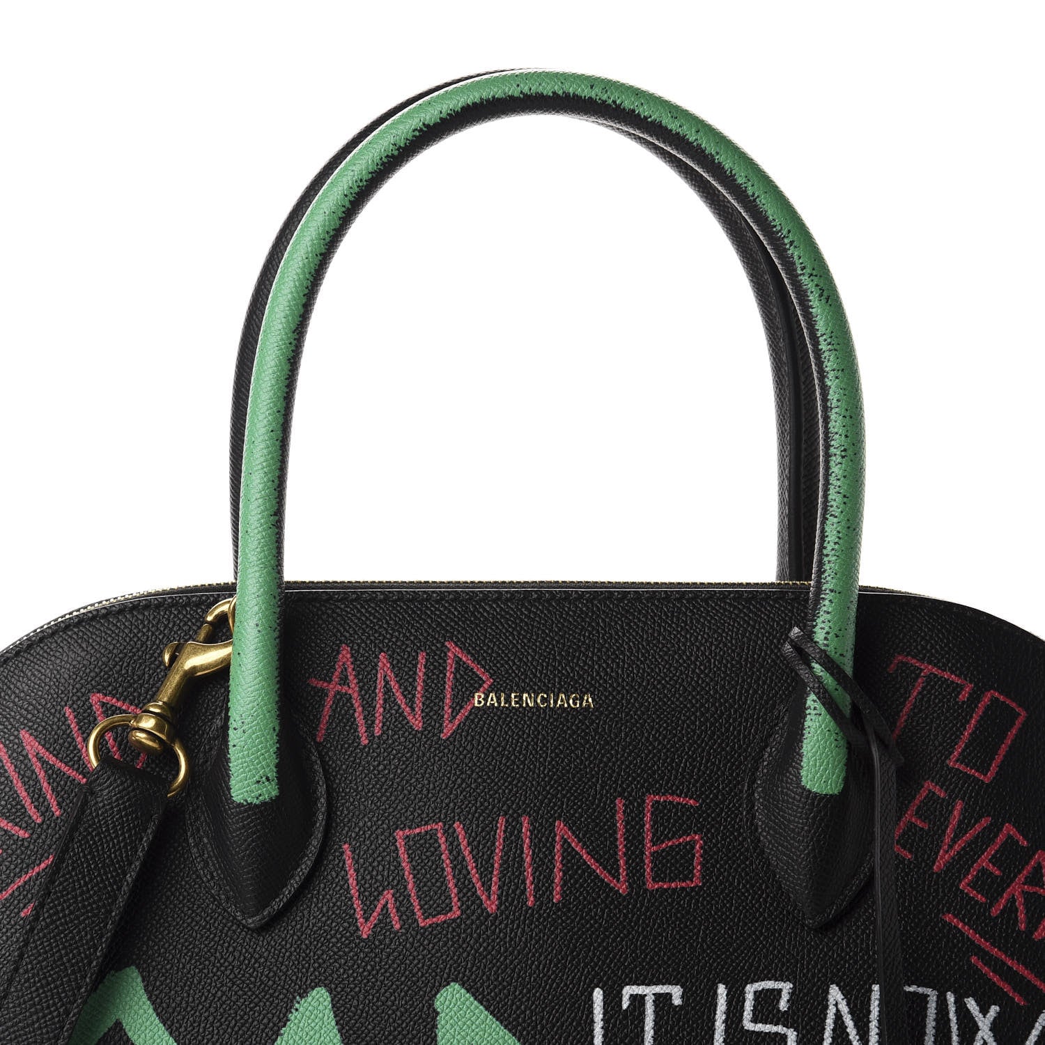 Balenciaga Signature Grained Calfskin Graffiti M Ville Top Handle Bag Black Multicolor 10 of 10