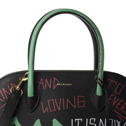 Balenciaga Signature Grained Calfskin Graffiti M Ville Top Handle Bag Black Multicolor 10 of 10
