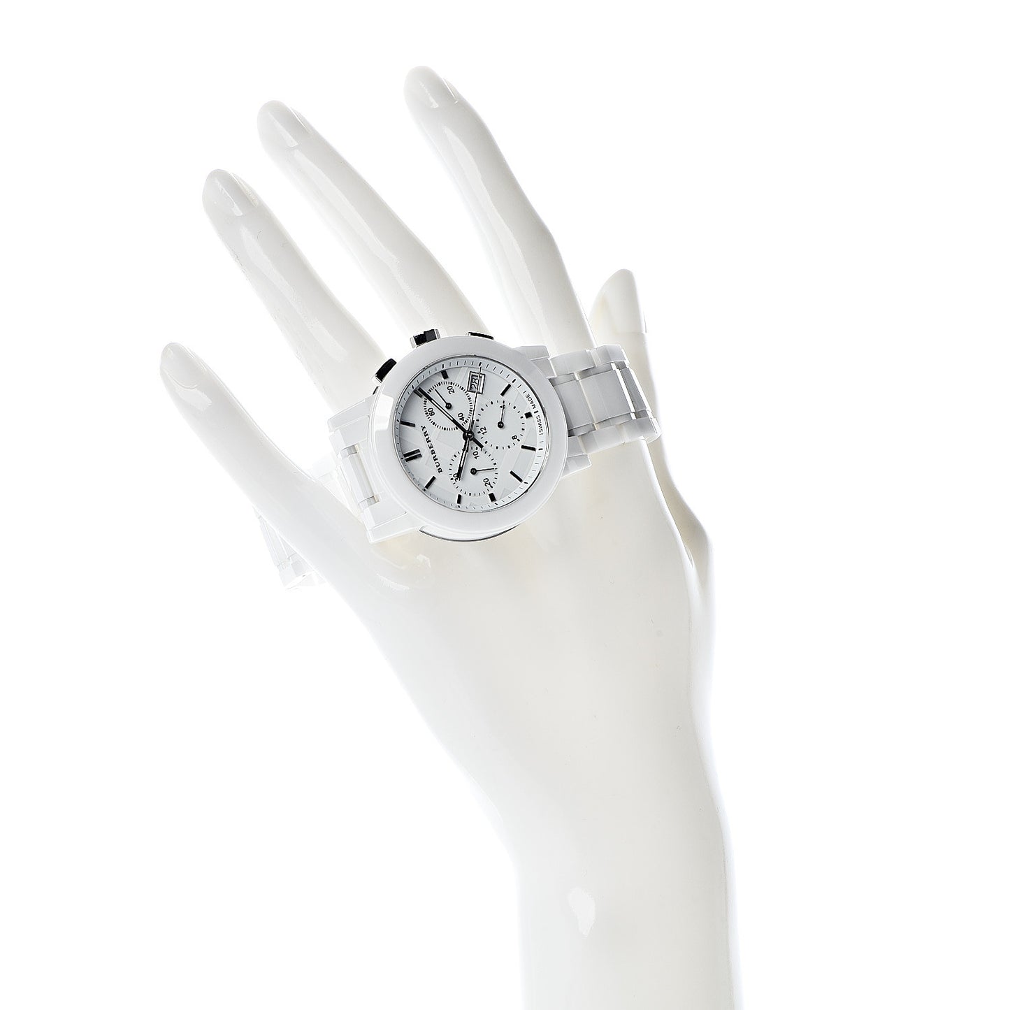 Stainless Steel Ceramic 38mm Chronograph Quartz Watch White BU9080
