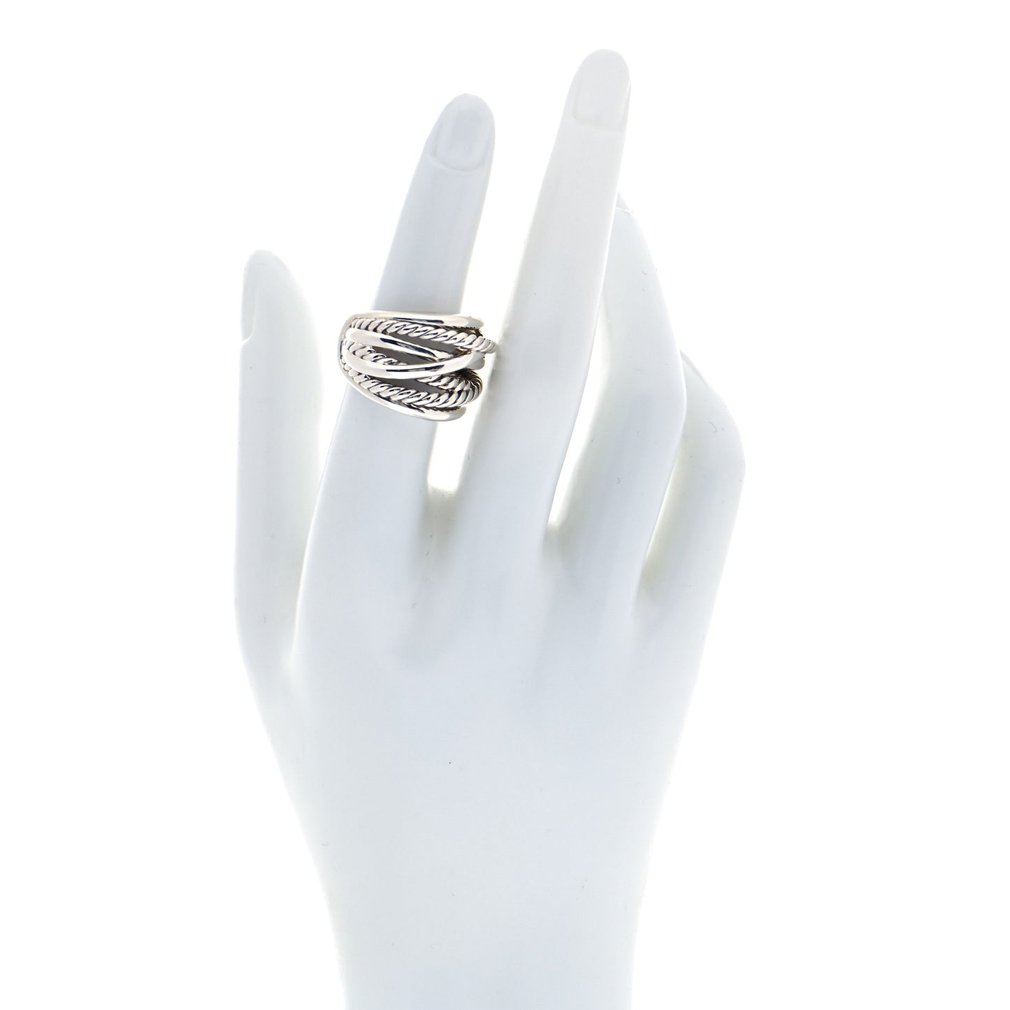 Sterling Silver 18mm Wide Crossover Cable Ring 51 5.75