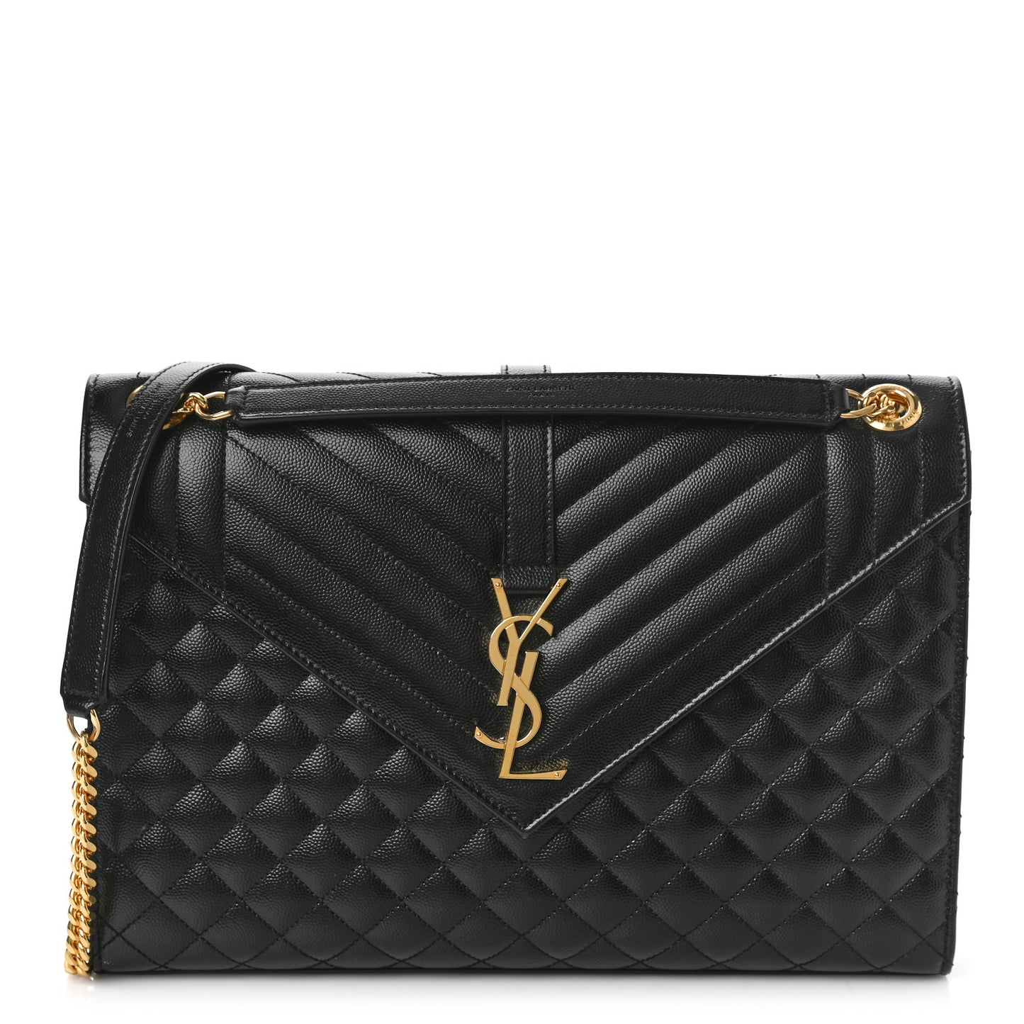Grain De Poudre Textured Mixed Matelasse Large Triquilt Monogram Satchel Black