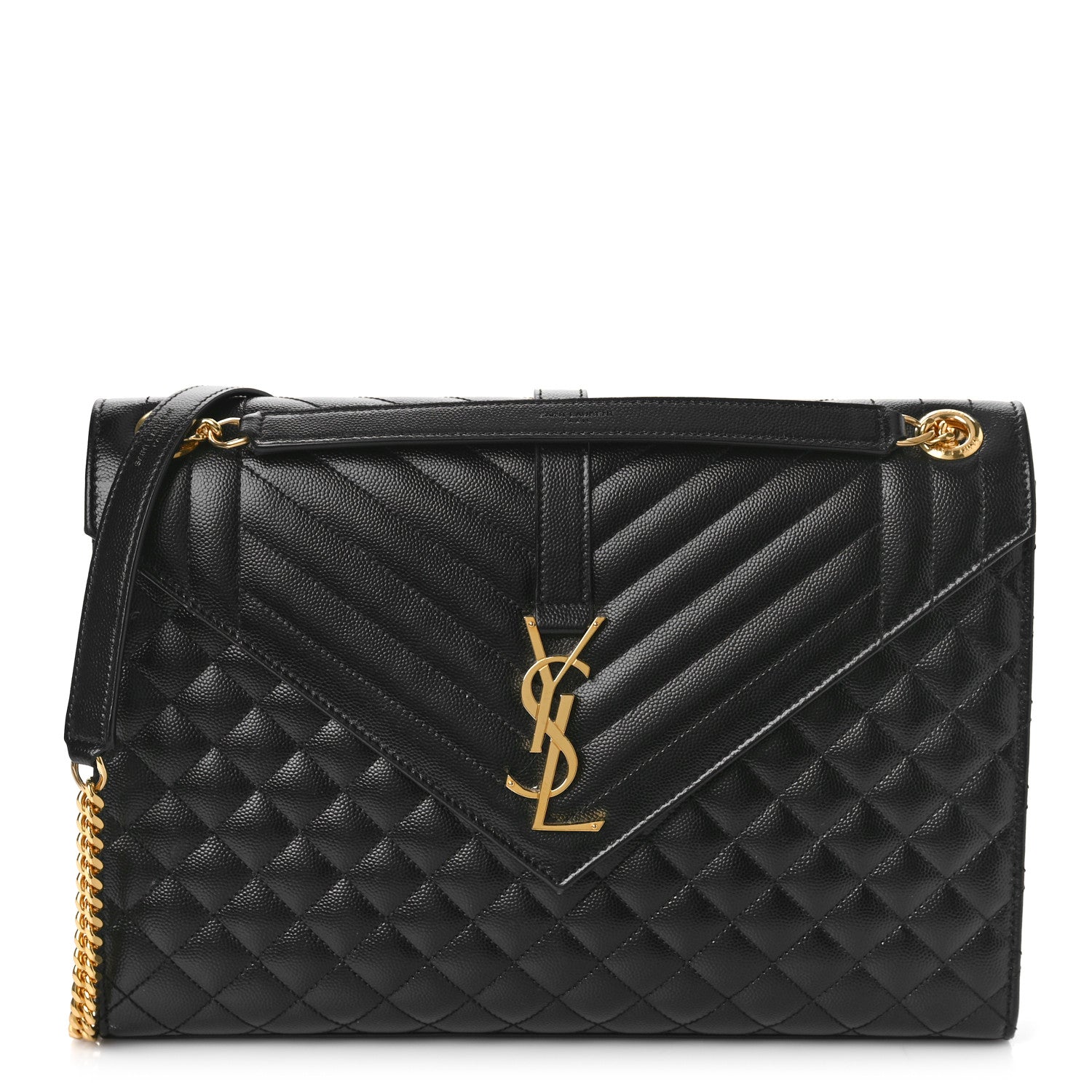 Saint Laurent Grain De Poudre Textured Mixed Matelasse Large Triquilt Monogram Satchel Black 1 of 11