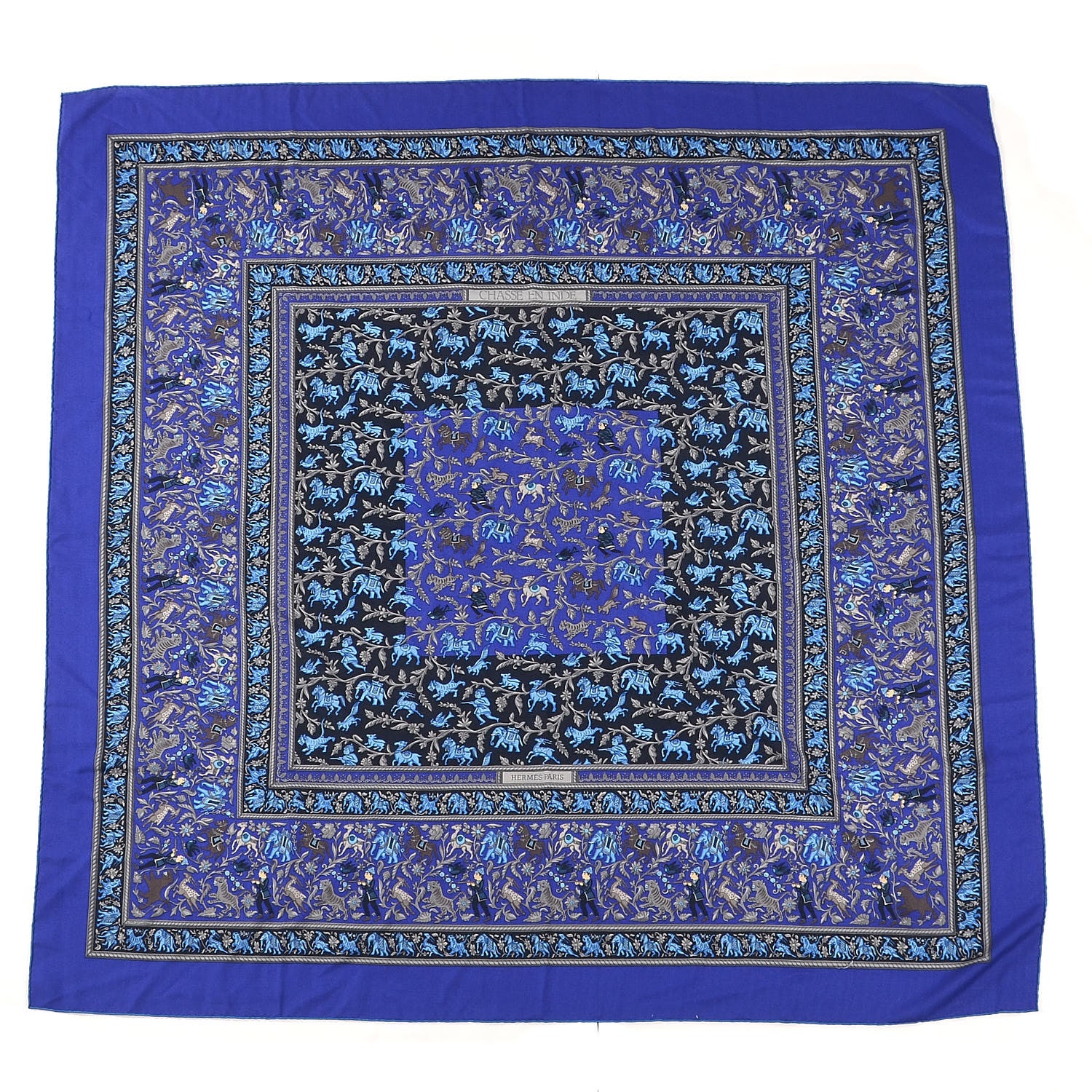 Hermes Cashmere Silk Chasse En Inde Shawl 140 1 of 5