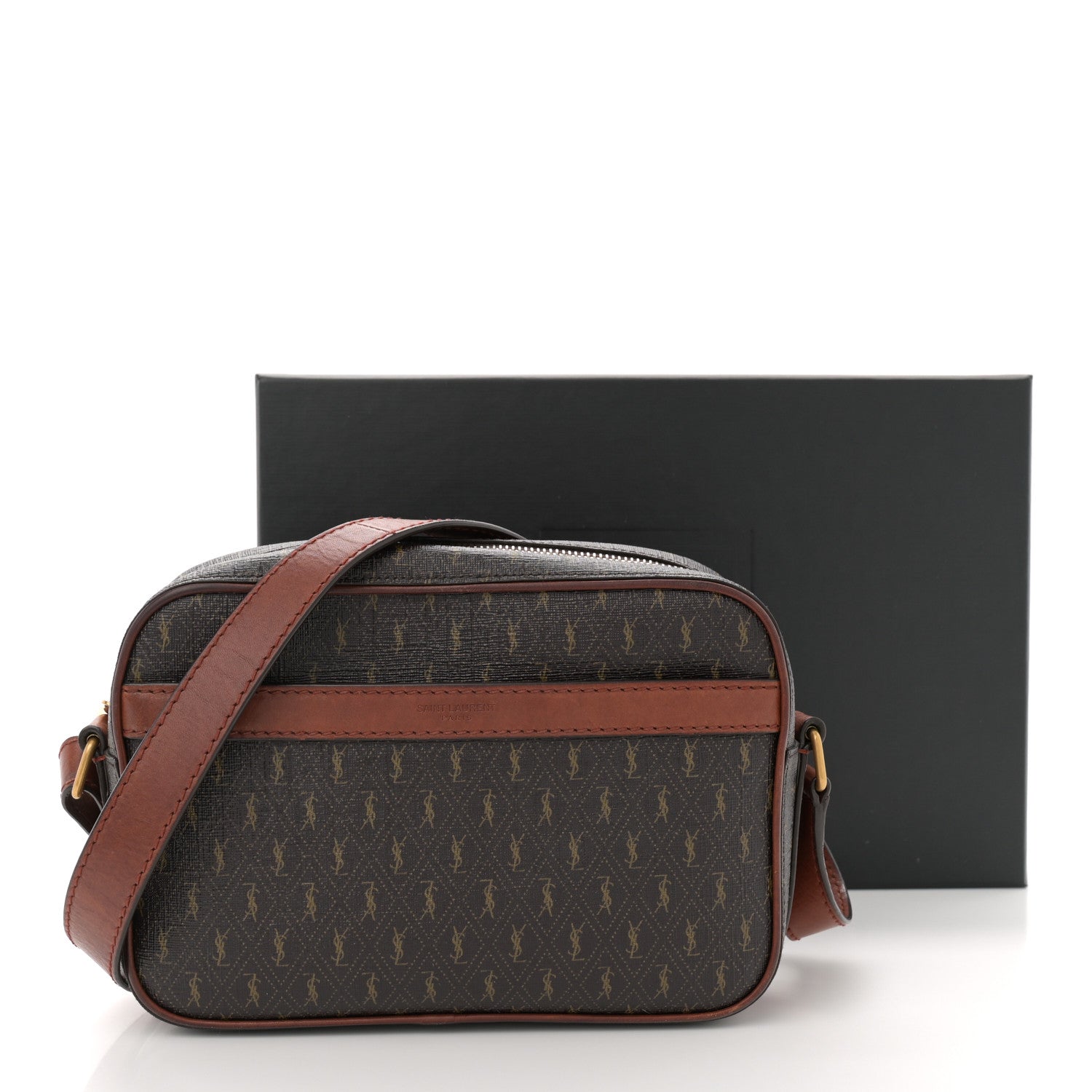 Saint Laurent Canvas Smooth Calfskin Le Monogramme Camera Bag Chestnut 15 of 15