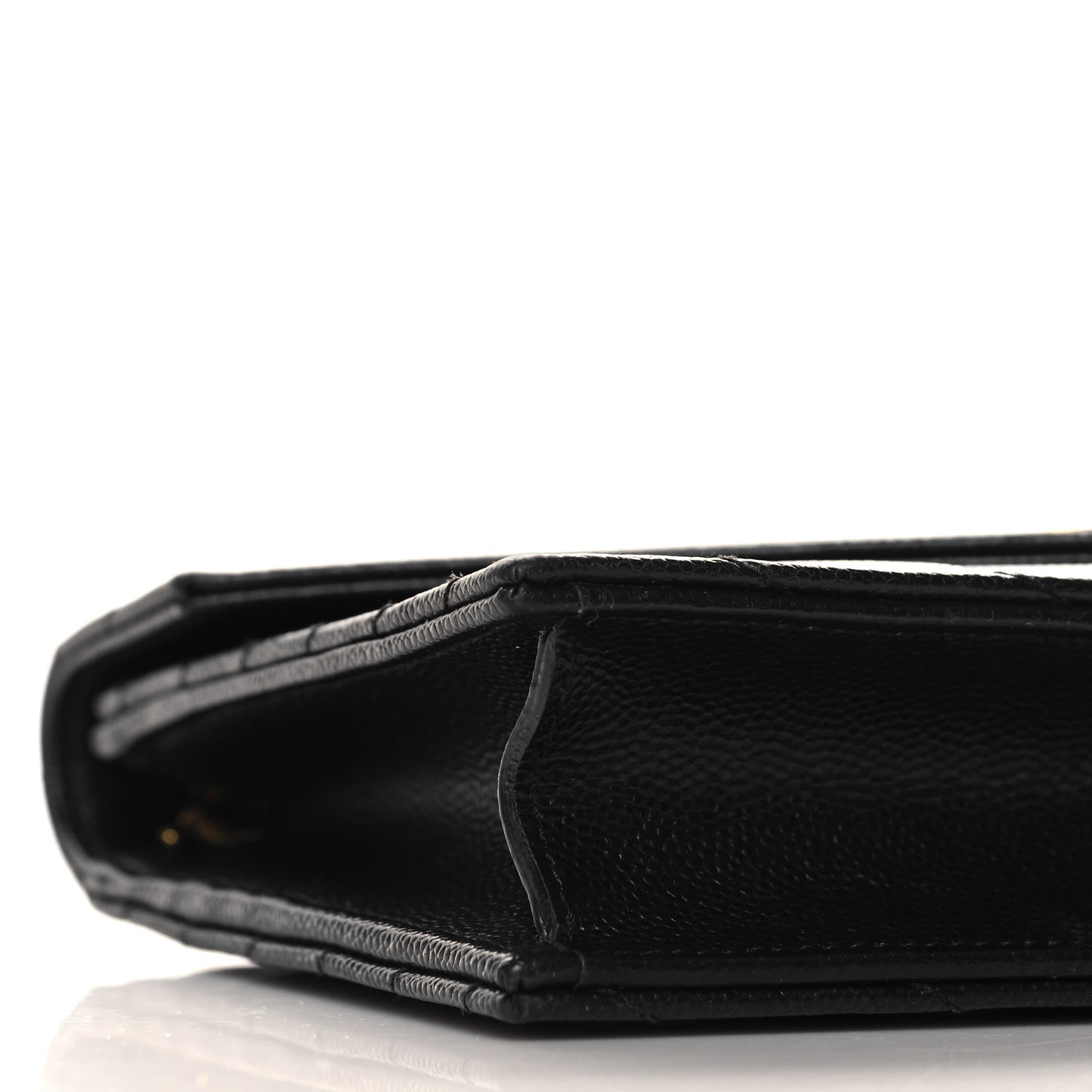 Grain De Poudre Matelasse Chevron Monogram Envelope Chain Wallet Black