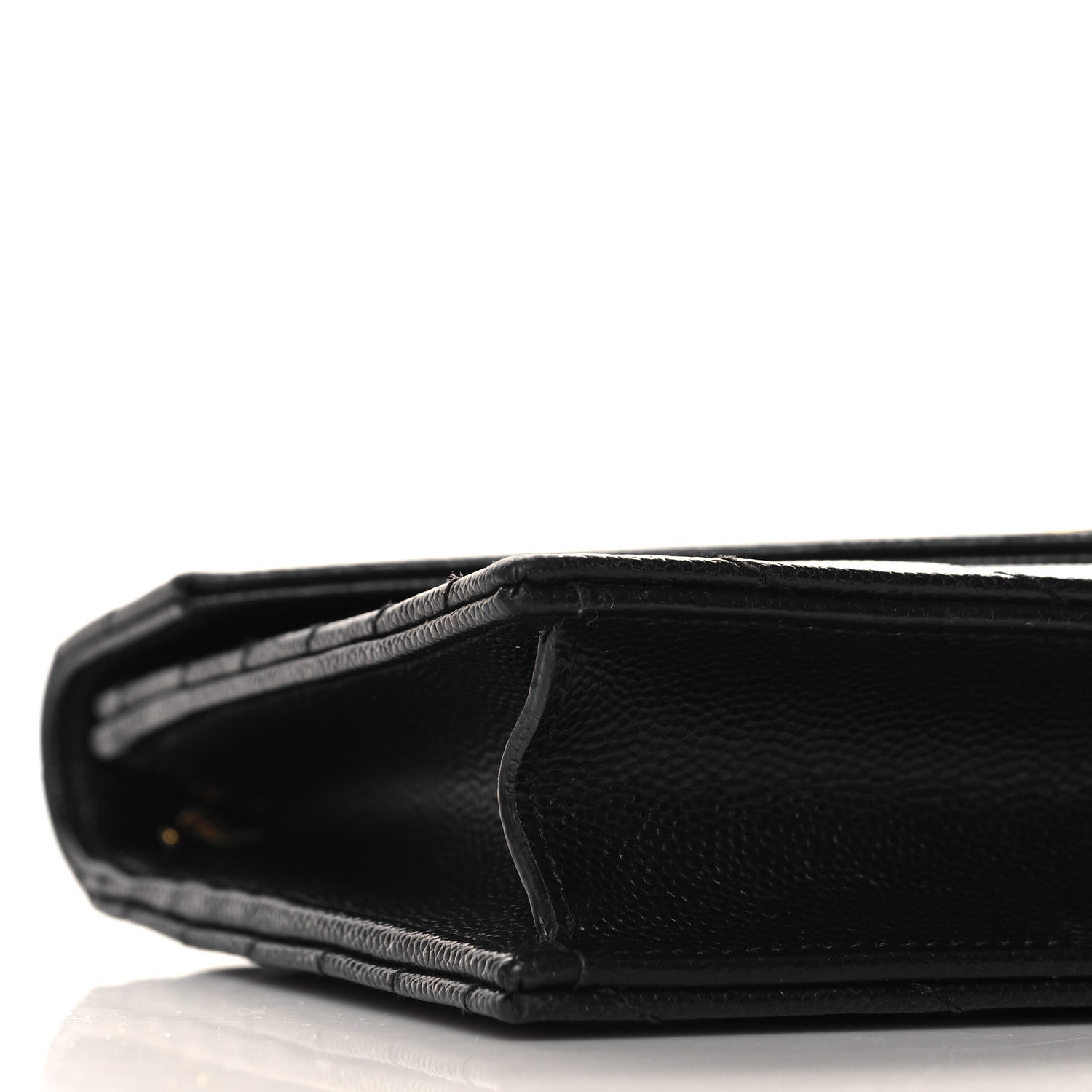 Saint Laurent Grain De Poudre Matelasse Chevron Monogram Envelope Chain Wallet Black 8 of 9