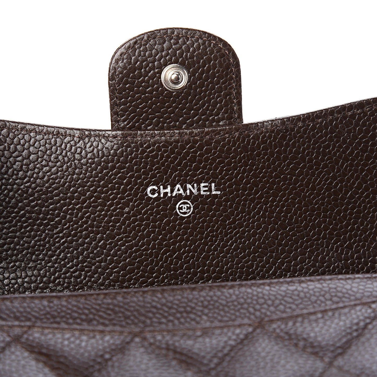 Caviar Quilted Small Flap Wallet Brown