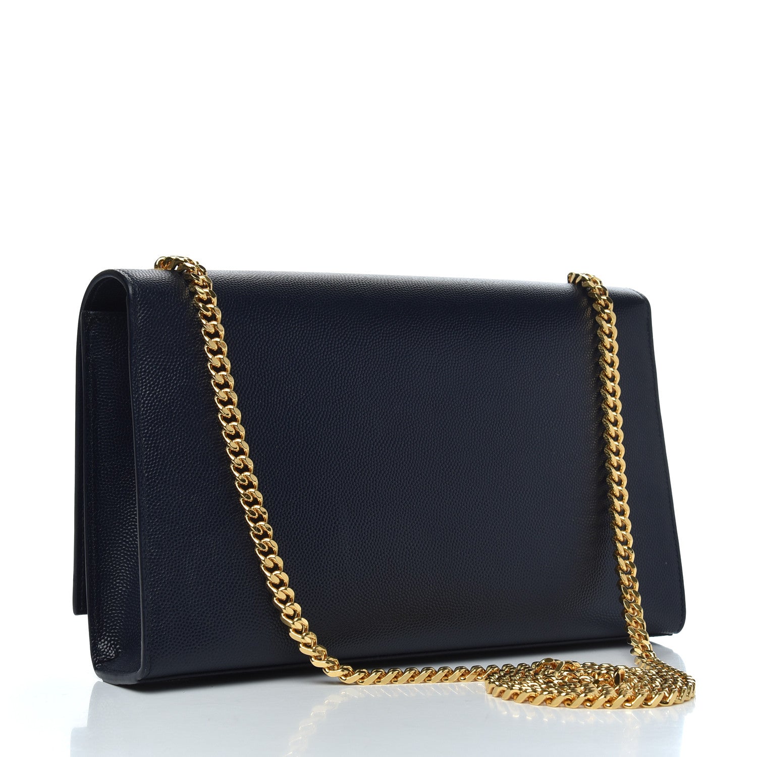 Saint Laurent Grain De Poudre Medium Classic Monogram Kate Satchel Deep Marine 3 of 9