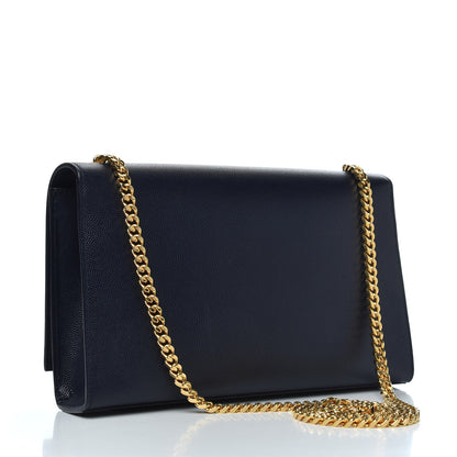 Saint Laurent Grain De Poudre Medium Classic Monogram Kate Satchel Deep Marine 3 of 9