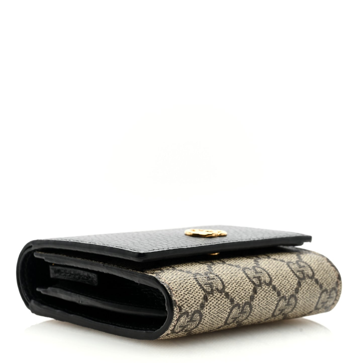 Dollar Calfskin GG Supreme Monogram Medium GG Marmont Wallet Black Beige Ebony