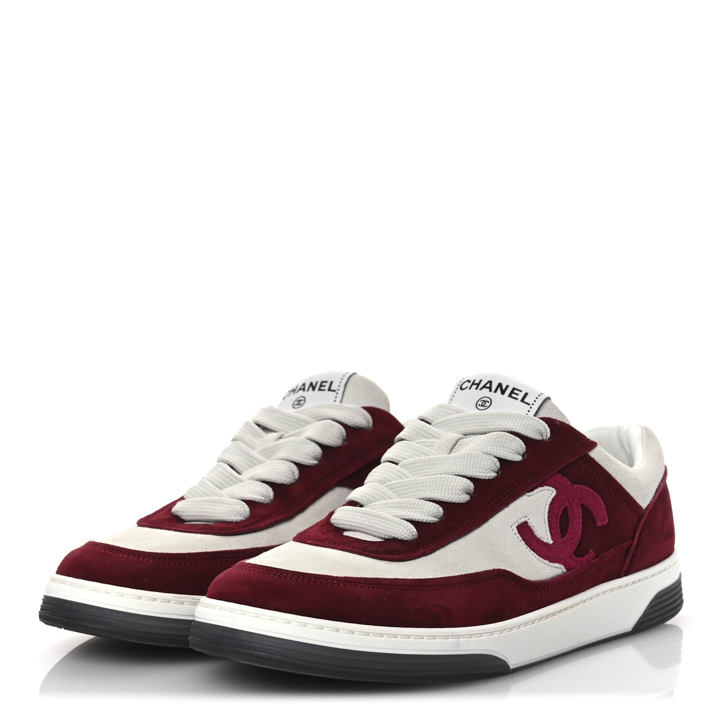 Suede Kidskin Womens CC Sneakers 38.5 Burgundy White