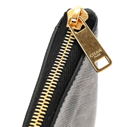 Celine Triomphe Canvas Logo Coin and Card Pouch With Hook Black 9 of 10