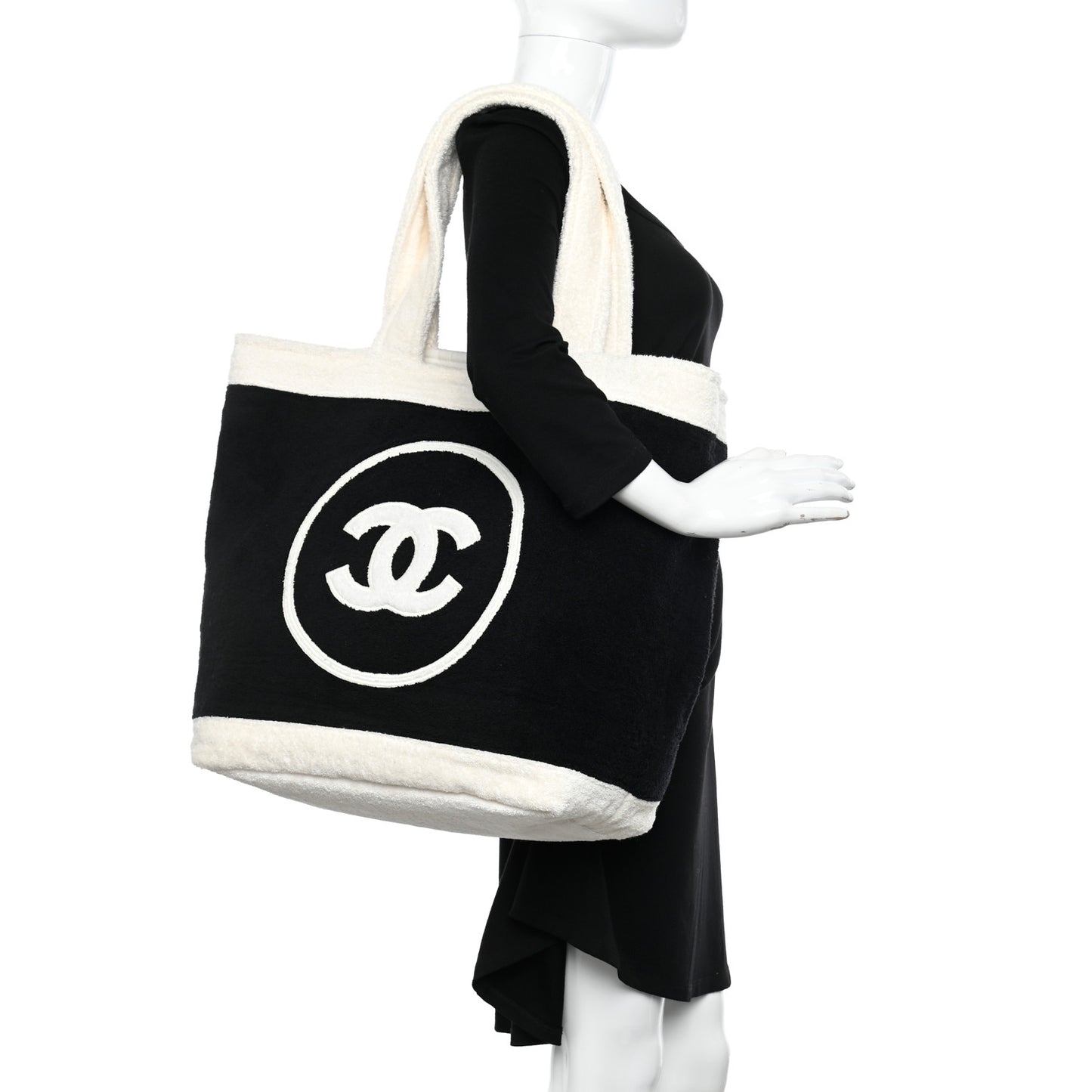 Terry Cotton CC Beach Tote Towel Set Black White
