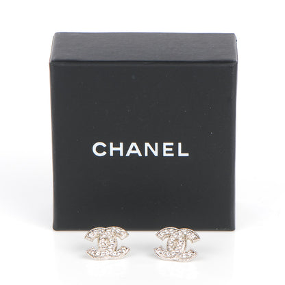 Chanel Crystal CC Earrings Silver 5 of 5