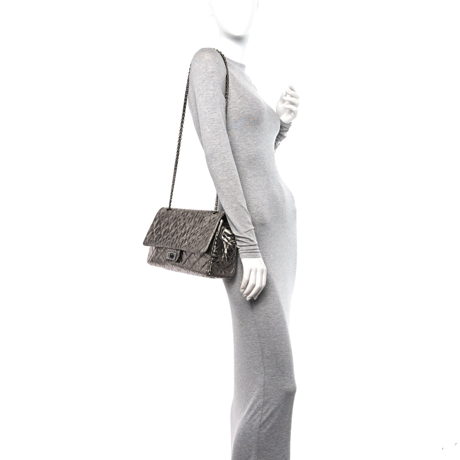 Chanel Metallic Calfskin Striped 2.55 Reissue 227 Silver 2 of 11