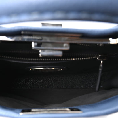 Fendi Cuoio Romano Selleria Bi-Color Medium Peekaboo Iconic Satchel Argento Blue Asfalto 5 of 9